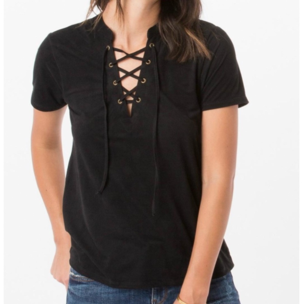 Z Supply Suede Lace-Up Top